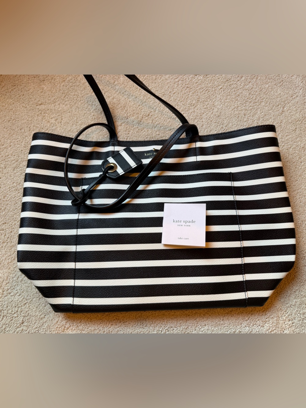 kate spade Black and White Striped Tote